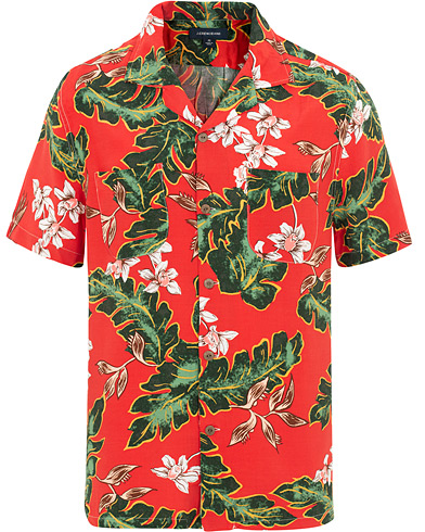  Rayon Camp Collar Short Sleeve Shirt Palma Floral Red