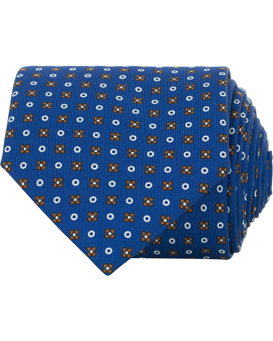  3-Fold Micro Fantasy 8 cm Silk Tie Blue/Brown