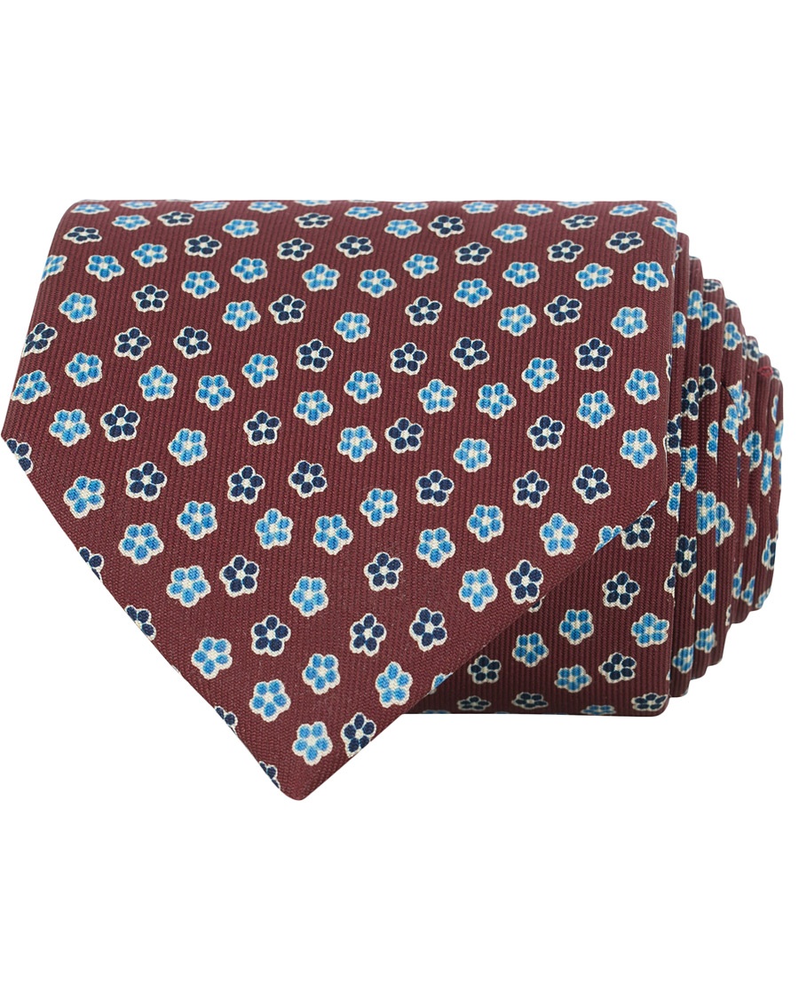 Herre | | E. Marinella | 3-Fold Micro Flower 8 cm Silk Tie Burgundy