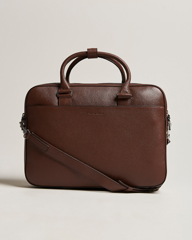 Herre | Business & Beyond | Tiger of Sweden | Burin Grained Leather Briefcase Brown