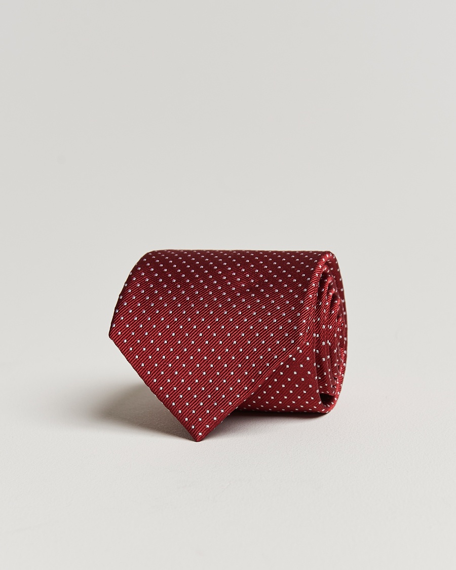 Herre | Amanda Christensen | Amanda Christensen | Micro Dot Classic Tie 8 cm Wine/White