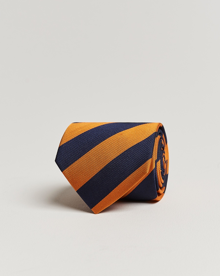 Amanda Christensen Regemental Stripe Classic Tie 8 cm Orange/Navy – Blå