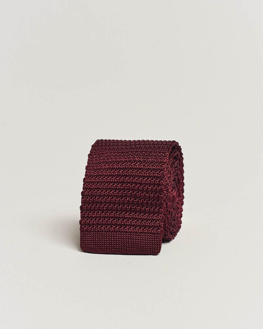 Herre | Assesoarer | Amanda Christensen | Knitted Silk Tie 6 cm Wine Red