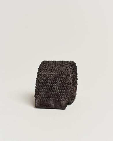 Herre | Amanda Christensen | Amanda Christensen | Knitted Silk Tie 6 cm Brown