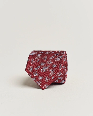 Herre |  | Amanda Christensen | Paisley Woven Silk Tie 8 cm Wine Red