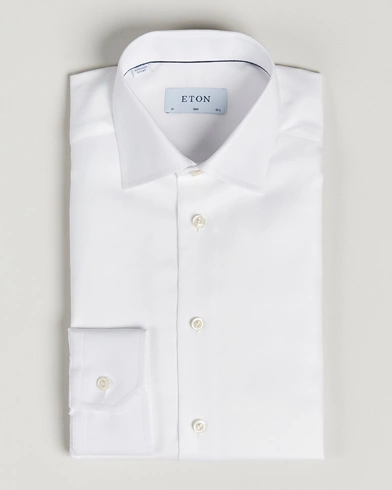 Herre | Wardrobe basics | Eton | Slim Fit Textured Twill Shirt White