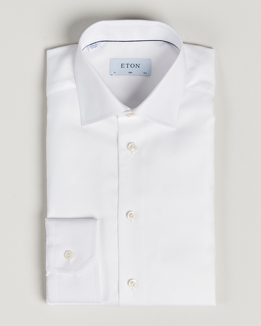 Eton Slim Fit Textured Twill Shirt White – Hvit