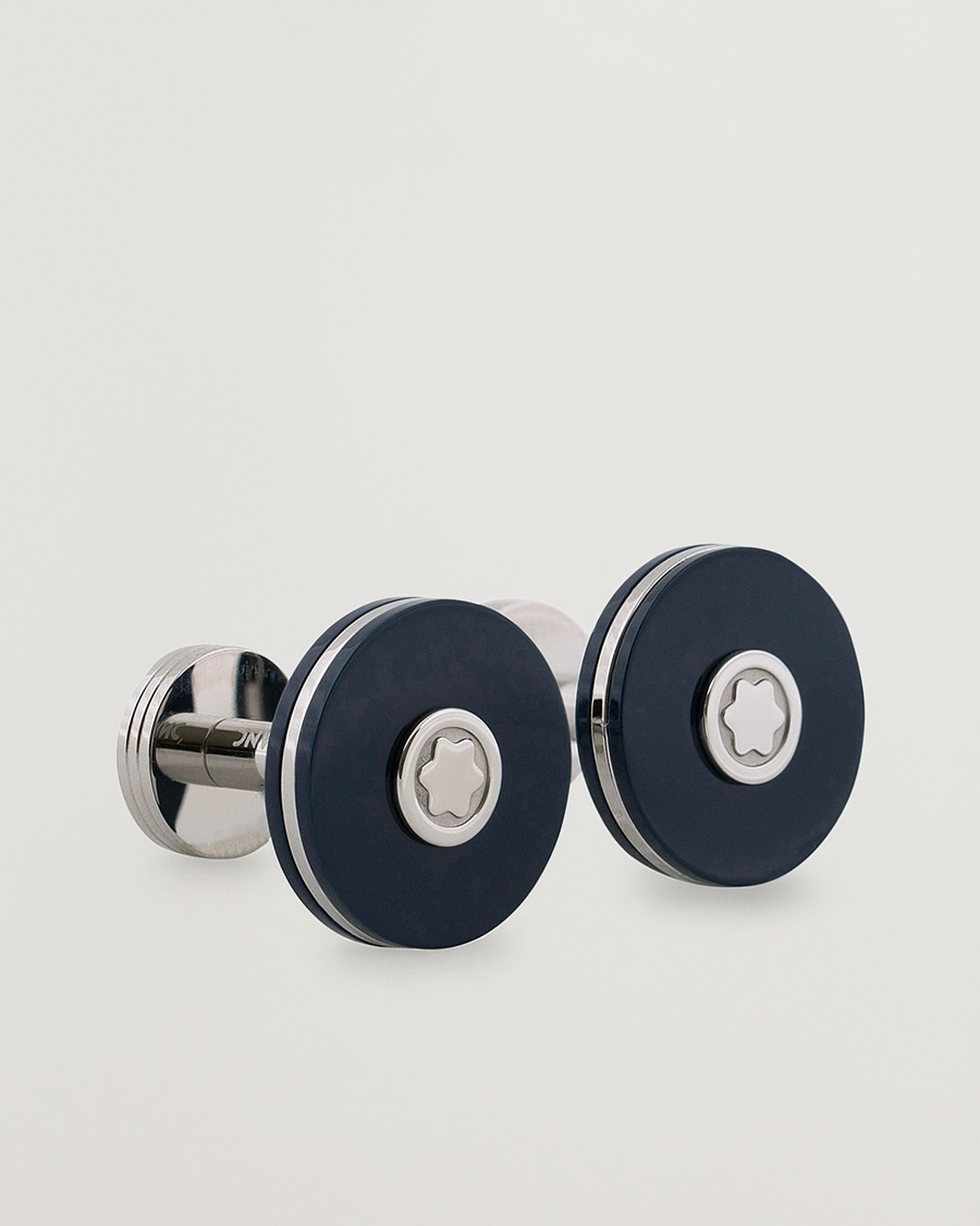 Montblanc PIX Steel Cufflinks Blue Resin – Blå