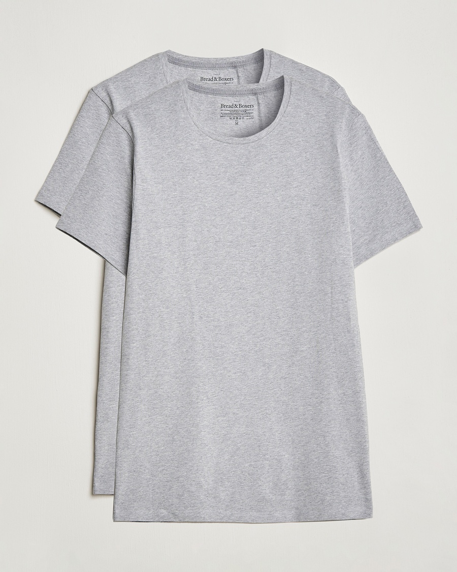 Bread & Boxers 2-Pack Crew Neck Tee Grey Melange – Grå