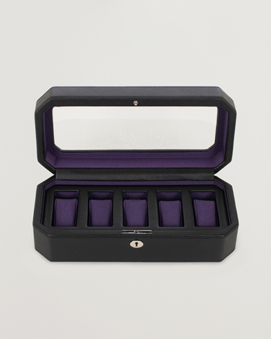 Herre | Klokke- og smykkeskrin | WOLF | Windsor 5 Piece Watch Box Black Purple