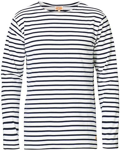 Herre | Langermede t-shirts | Armor-lux | Houat Héritage Stripe Longsleeve T-shirt White/Navy