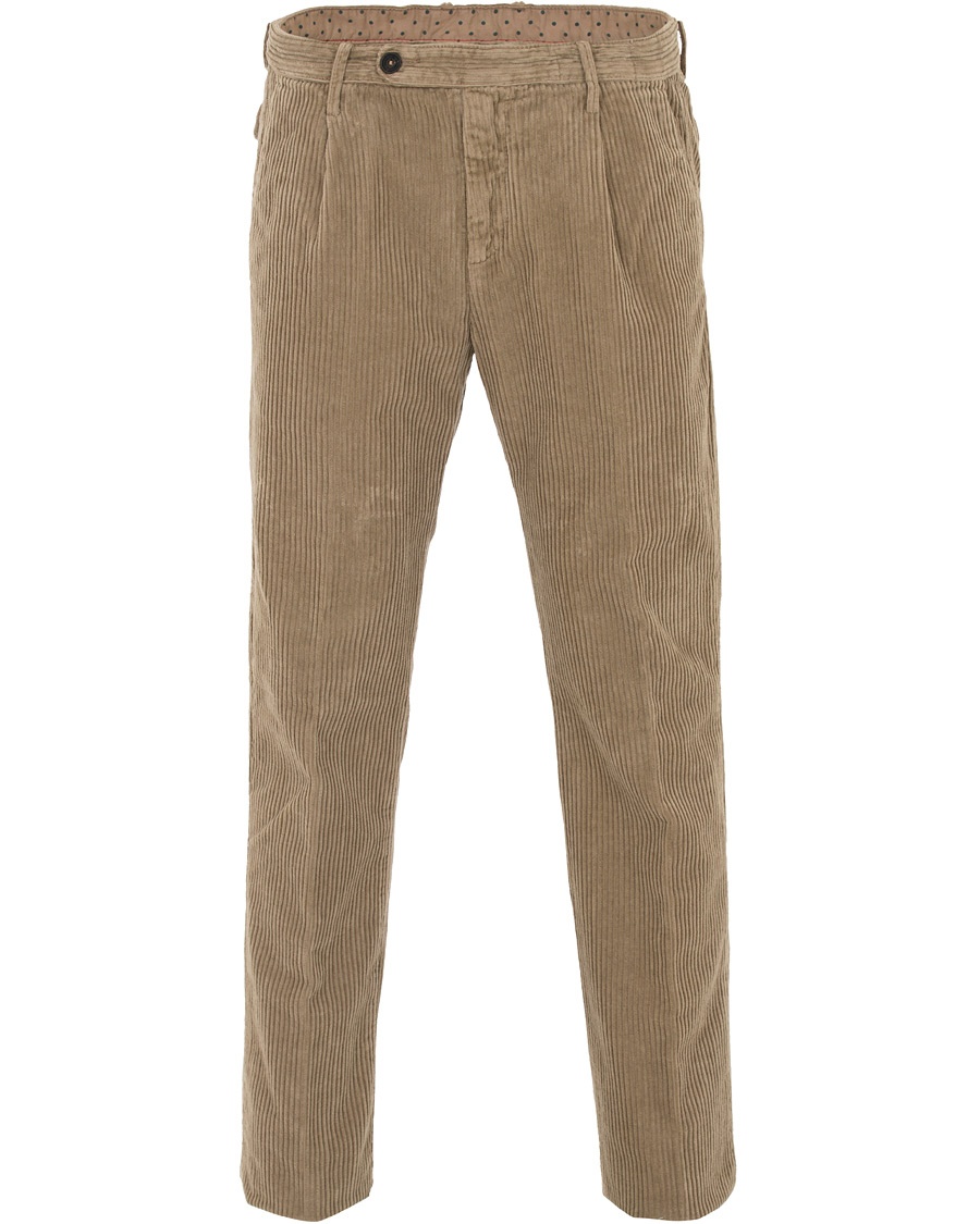  Ionio Single Pleated Corduroy Trousers Khaki