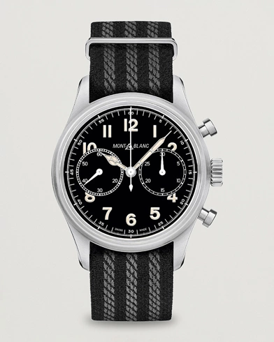 Herre | Montblanc | Montblanc | 1858 Steel Automatic Chronograph 42mm Black Dial