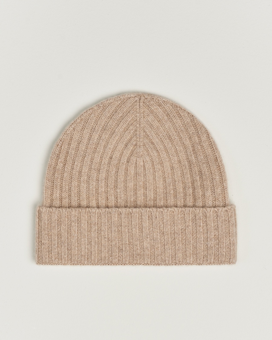 Herre | Amanda Christensen | Amanda Christensen | Rib Knitted Cashmere Cap Beige Melange