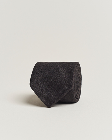 Herre |  | Drake's | Tussah Silk Handrolled 8 cm Tie Black