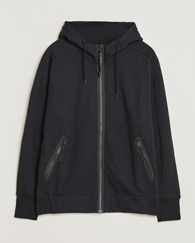 Herre | Sweatshirts | C.P. Company | Diagonal Raised Fleece Full Zip Goggle Hoodie Black