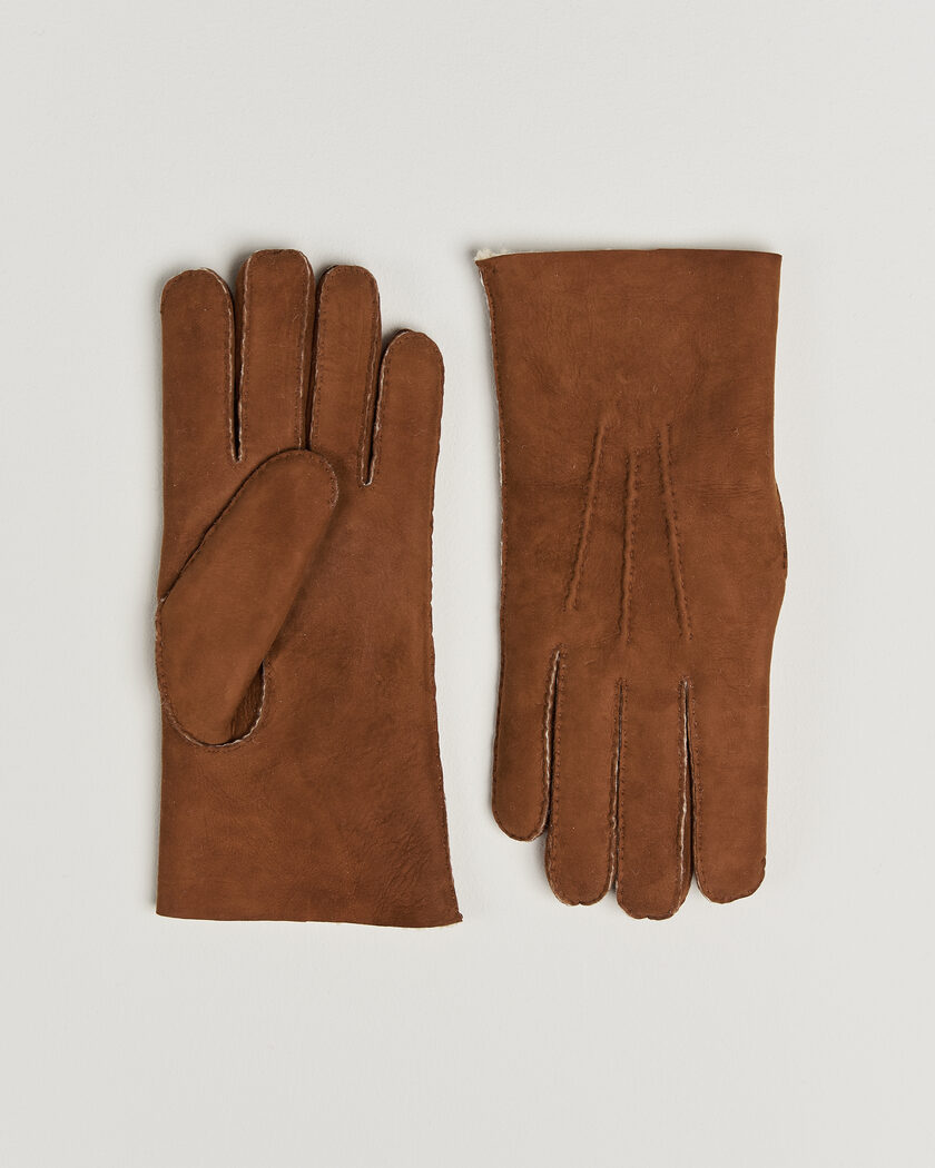 Hestra Lambskin Suede Handsewn Glove Congac – Brun