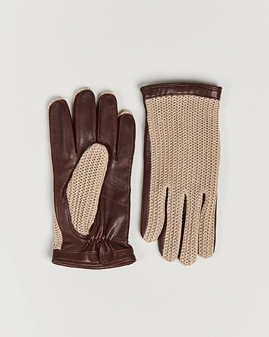 Herre | Business & Beyond | Hestra | Adam Crochet Wool Lined Glove Chestnut/Beige