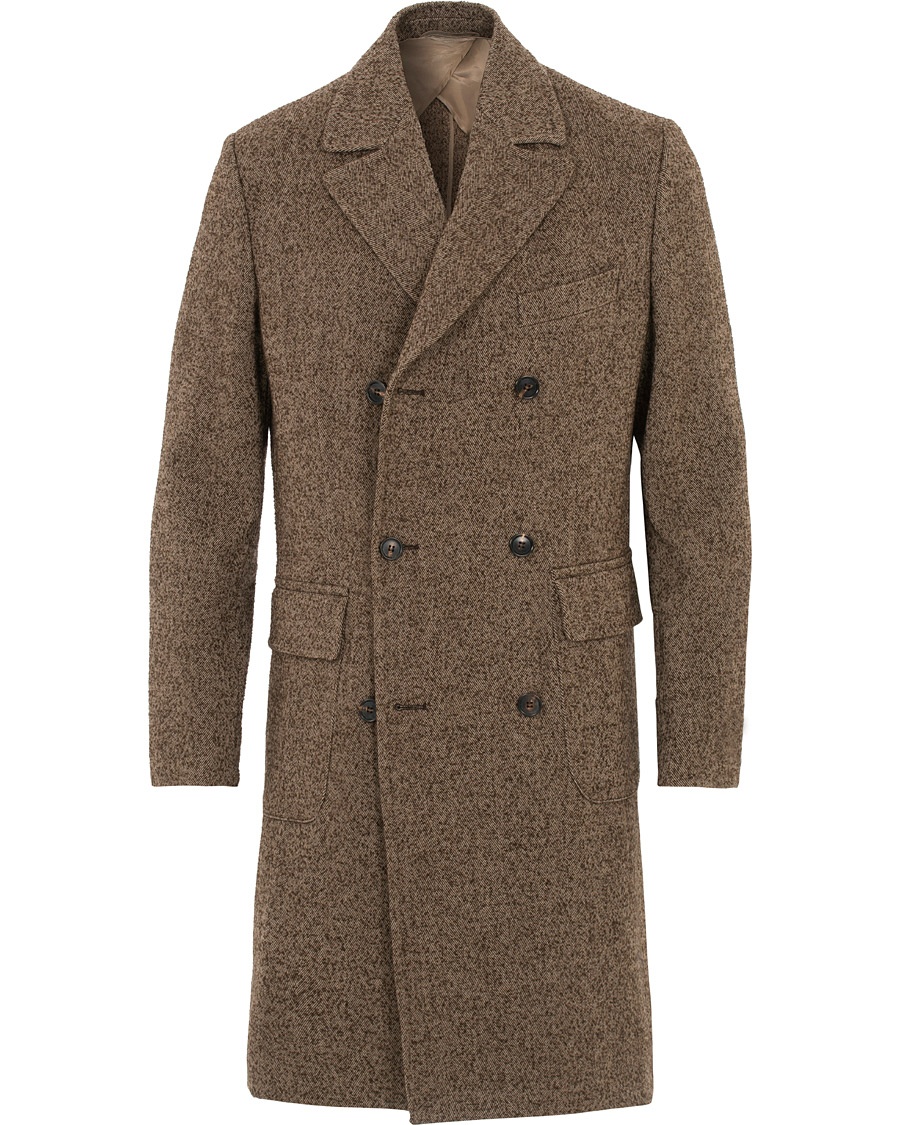  Heritage Double Breasted Herringbone Coat Brown