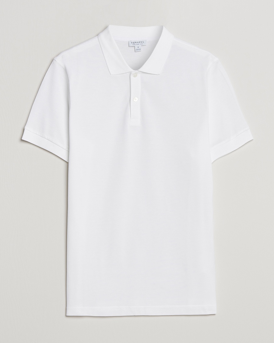 Sunspel Short Sleeve Pique Polo White – Hvit