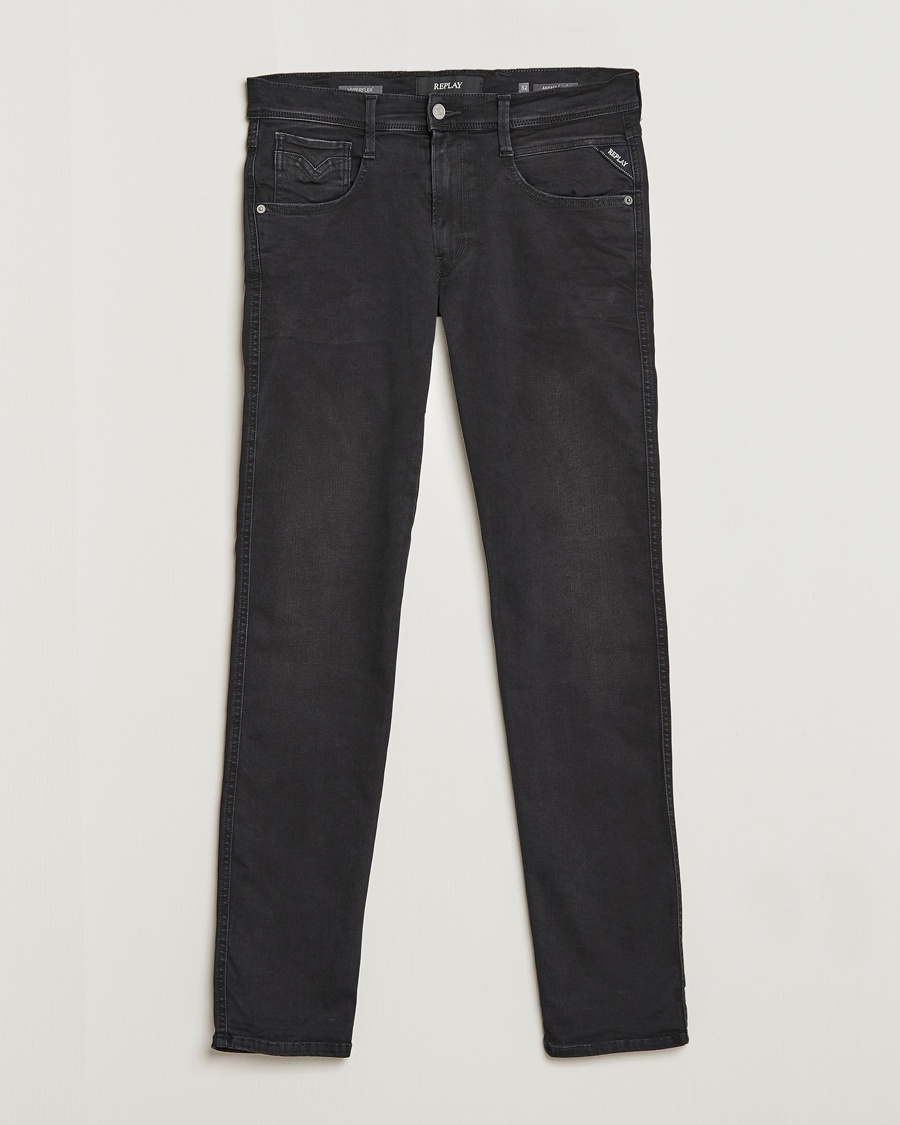 Herre | Grå jeans | Replay | Anbass Hyperflex Re-Used Jeans Washed Black