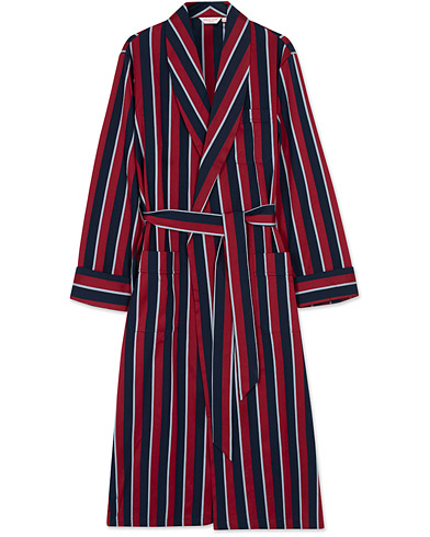 Striped Cotton Satin Dressing Gown Red/Blue/White