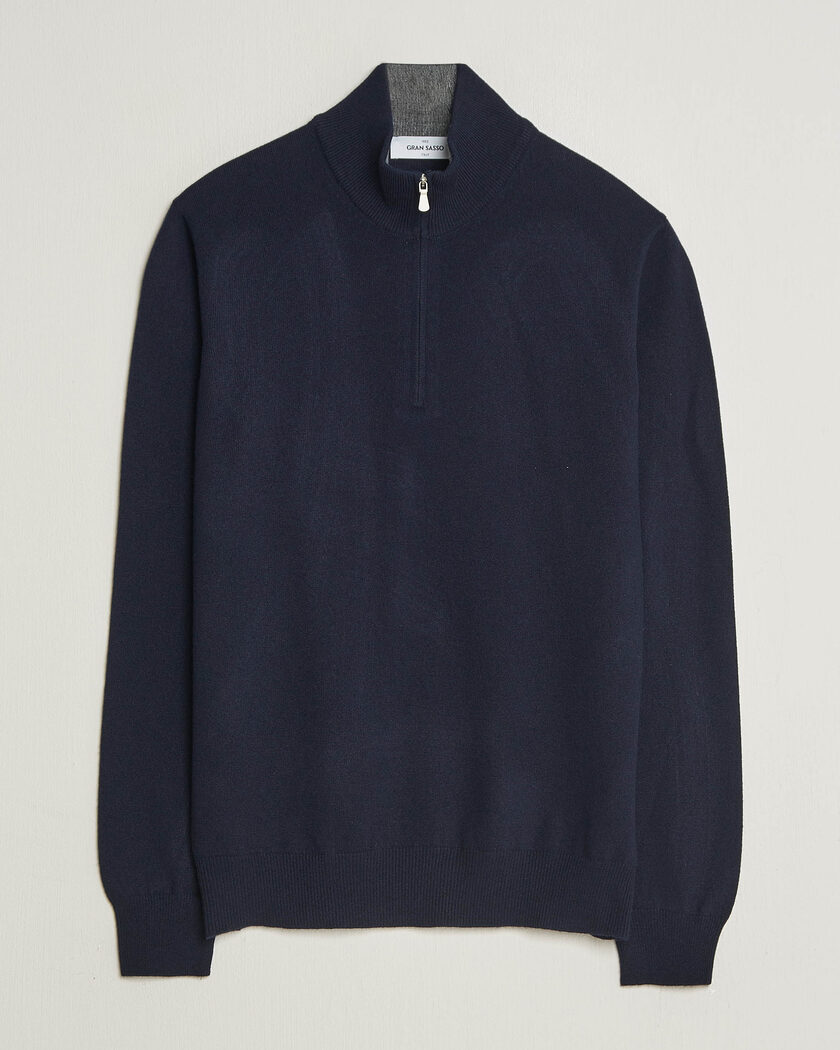 Gran Sasso Wool/Cashmere Half Zip Navy – Blå
