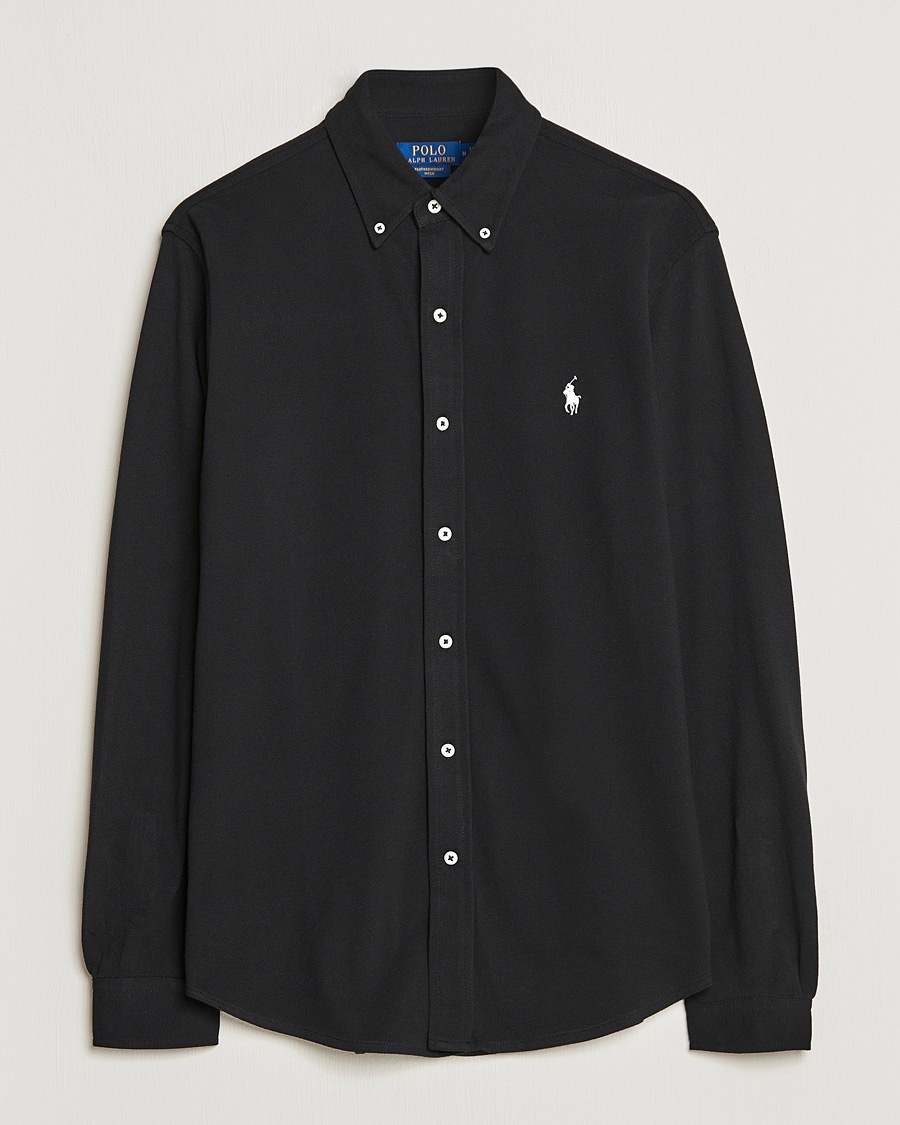 Polo Ralph Lauren Featherweight Mesh Shirt Polo Black – Svart