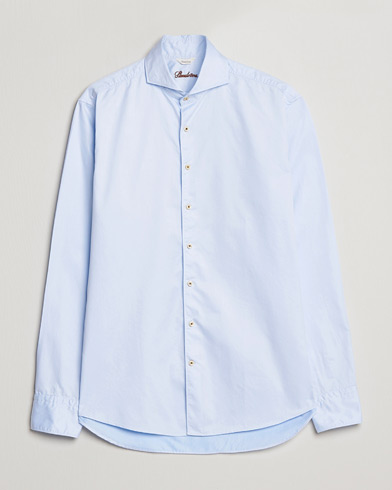 Herre | Klær | Stenströms | Fitted Body Washed Cotton Plain Shirt Light Blue