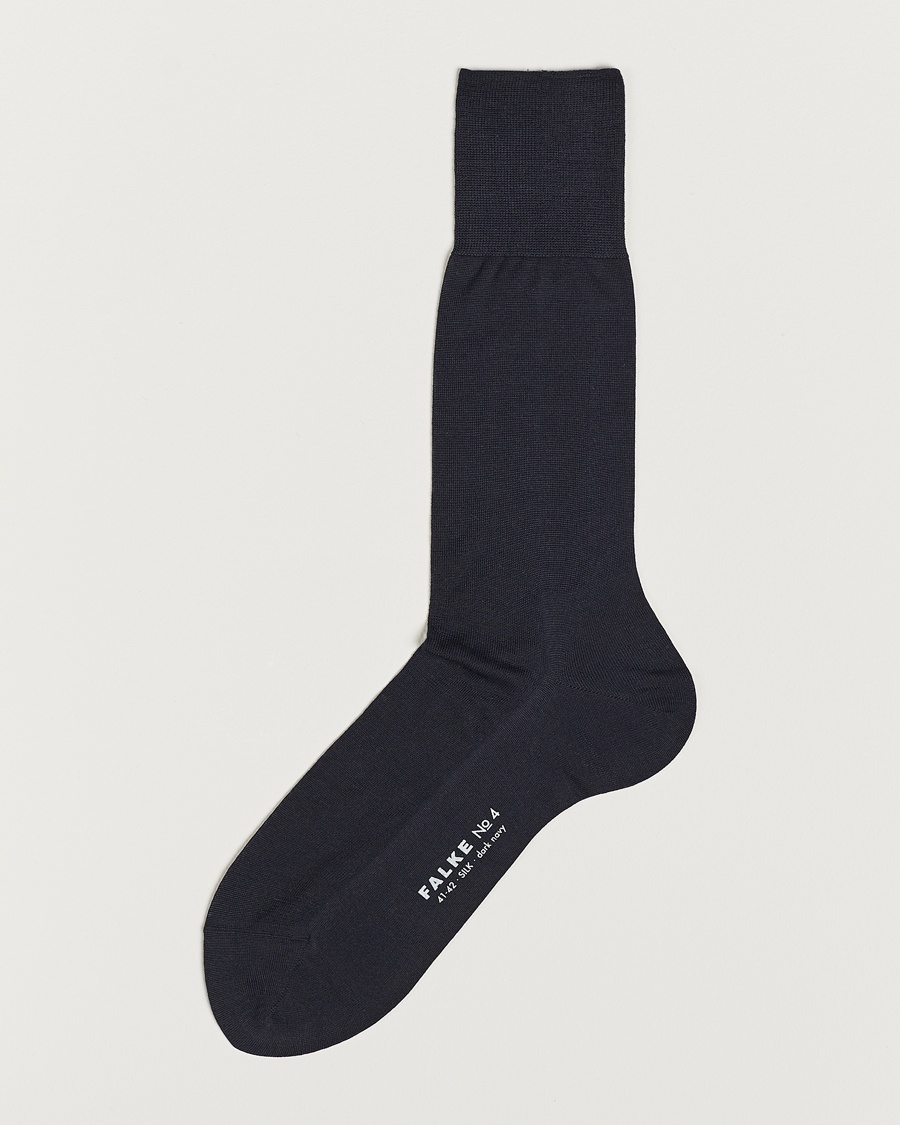 Herre | | Falke | No. 4 Pure Silk Socks Dark Navy