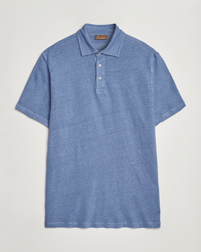 Herre |  | Stenströms | Linen Polo Shirt Mid Blue