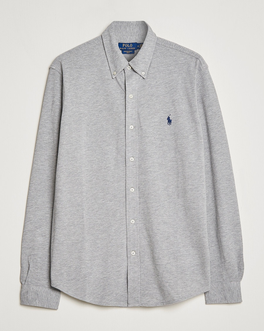 Polo Ralph Lauren Slim Fit Featherweight Mesh Shirt Andover Heather – Grå