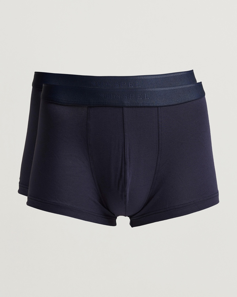 Herre | Trunks | Sunspel | 2-Pack Cotton Stretch Trunk Navy