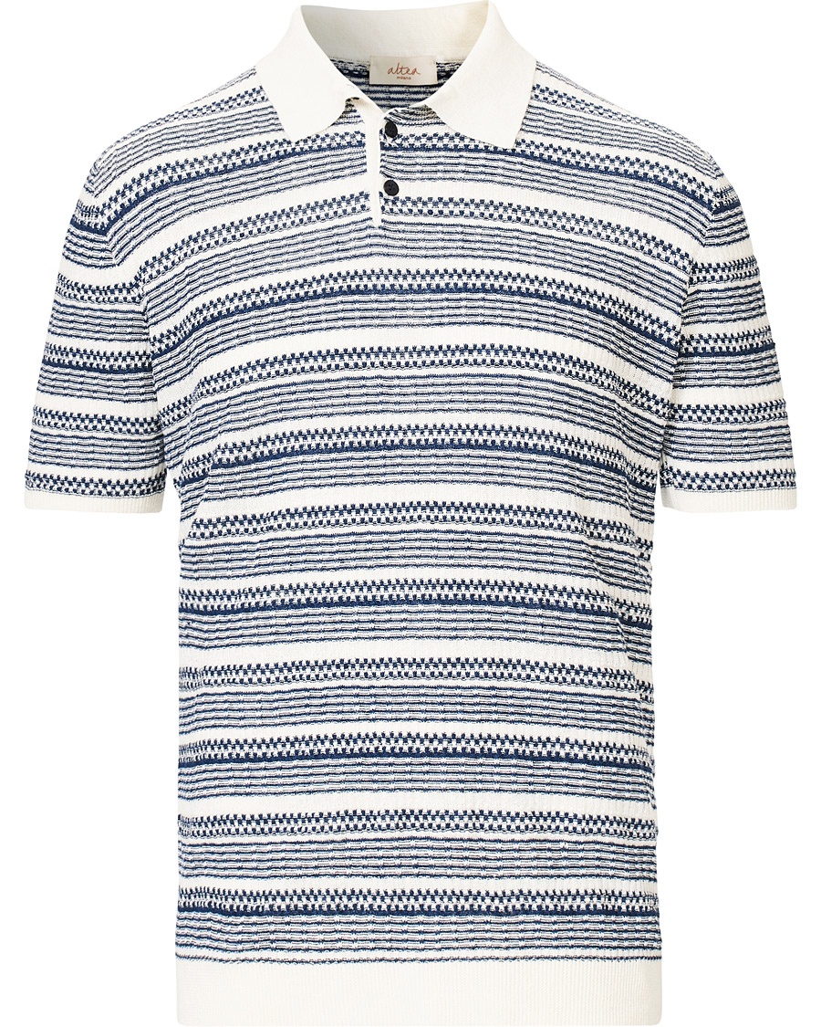  Jacquard Knitted Polo White/Blue
