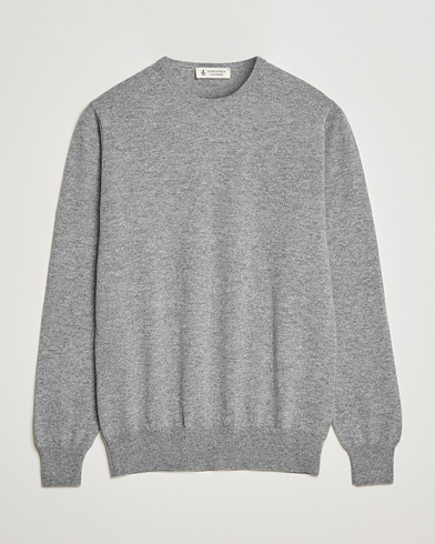Herre | Piacenza Cashmere | Piacenza Cashmere | Cashmere Crew Neck Sweater Light Grey