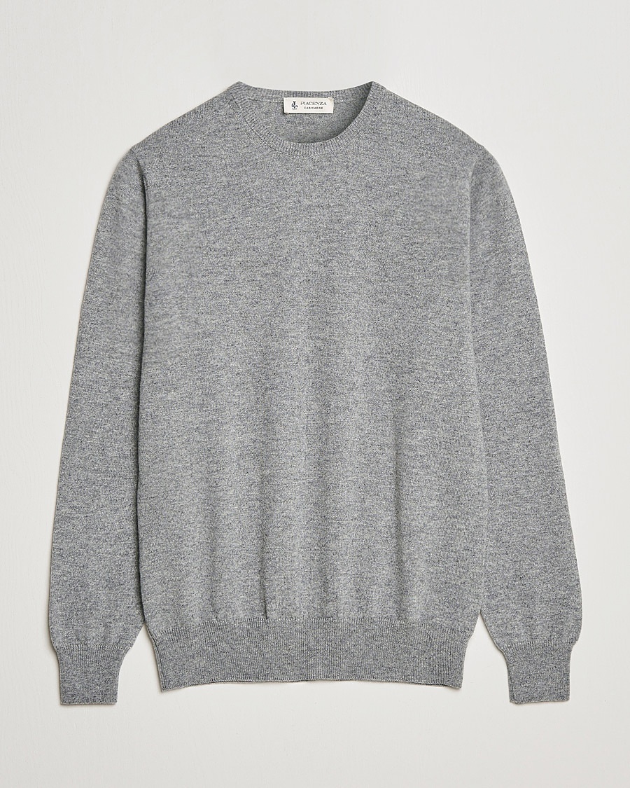 Piacenza Cashmere Cashmere Crew Neck Sweater Light Grey – Grå