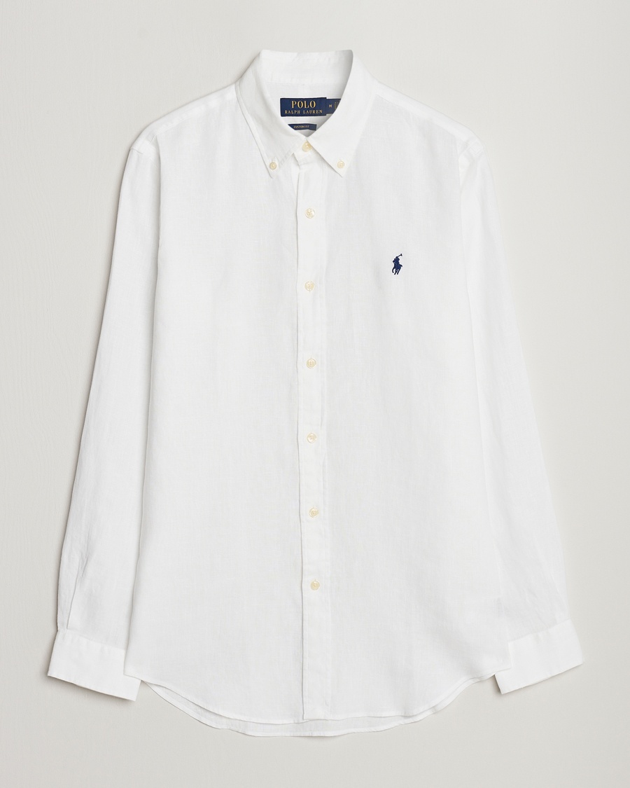 Herre | | Polo Ralph Lauren | Custom Fit Linen Button Down White
