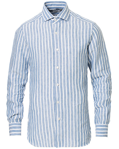  Culto Slim Fit Striped Linen Shirt White/Blue