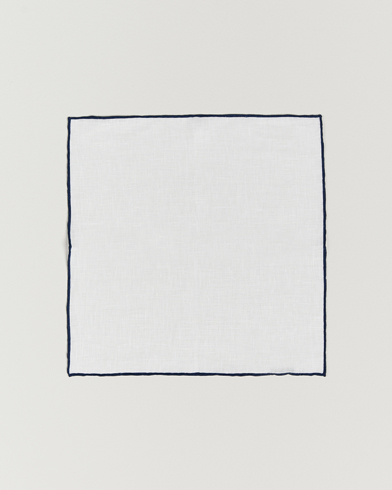  |  Linen Paspoal Pocket Square White/Navy