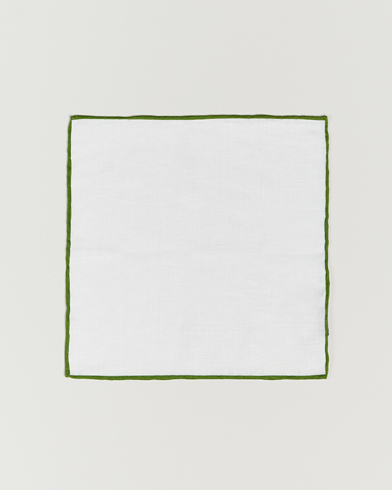 Herre | Lommetørklær | Amanda Christensen | Linen Paspoal Pocket Square White/Green