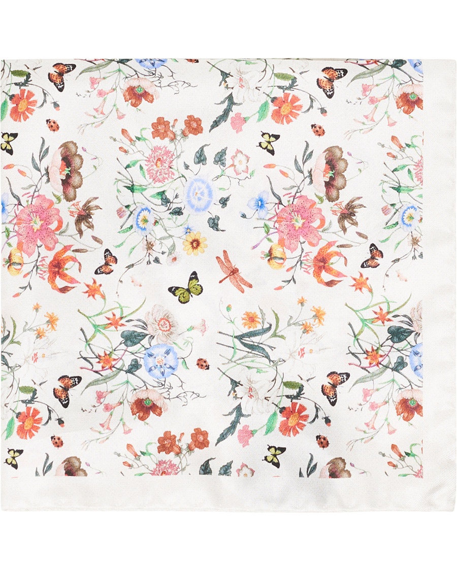 Herre | | Amanda Christensen | Silk Twill Printed Pocket Square White