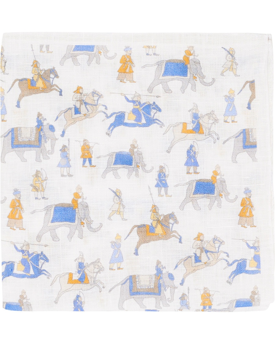 Herre | | Amanda Christensen | Linen Printed Pocket Square White