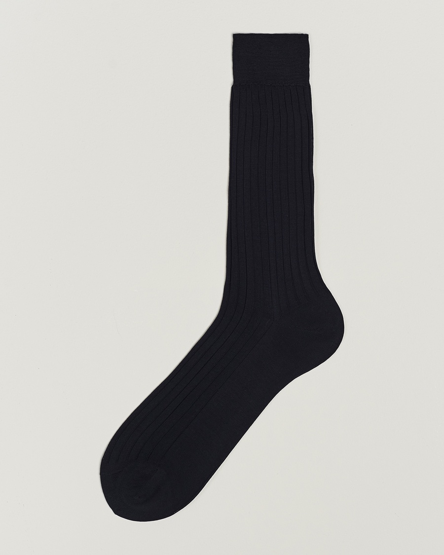 Herre | | Bresciani | Cotton Ribbed Short Socks Navy