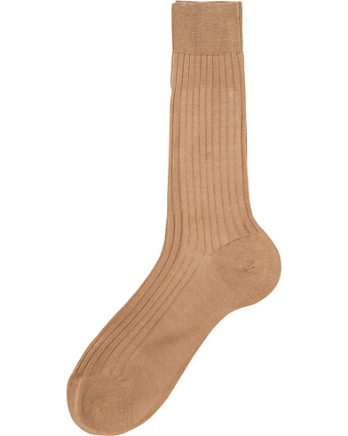 Herre |  | Bresciani | Cotton Ribbed Short Socks Light Brown
