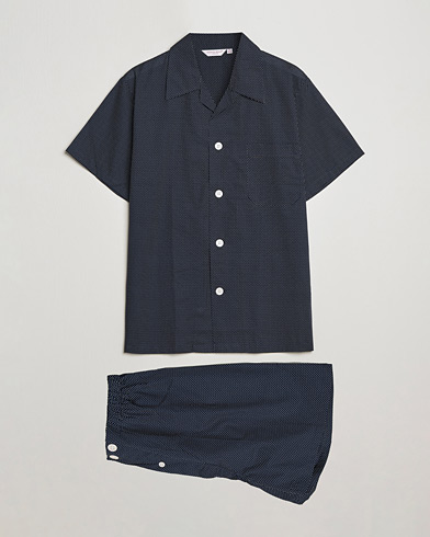 Herre | Loungewear-avdelingen | Derek Rose | Shortie Polka Dot Cotton Pyjama Set Navy
