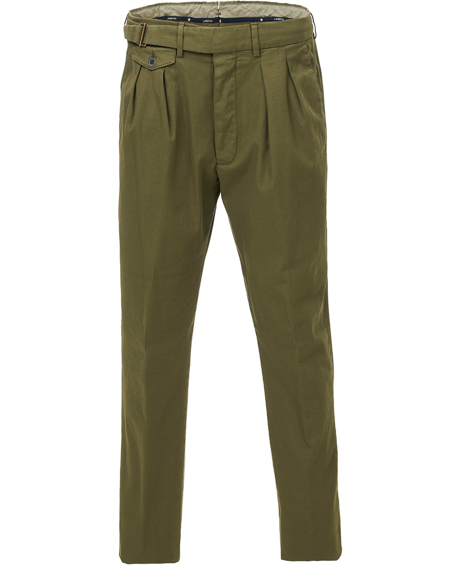 Herre | | Lardini | Luxor Double Pleated Cotton Trousers Green
