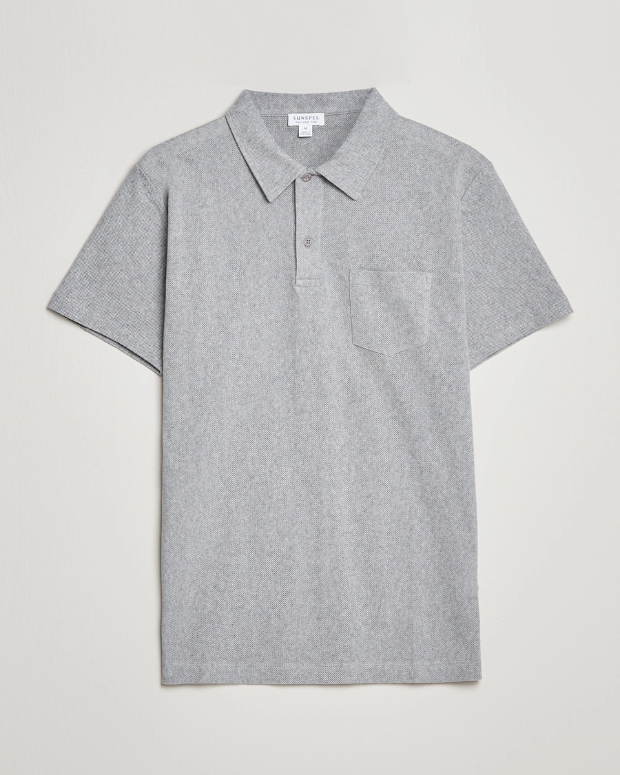 Sunspel Riviera Polo Shirt Grey Melange – Grå