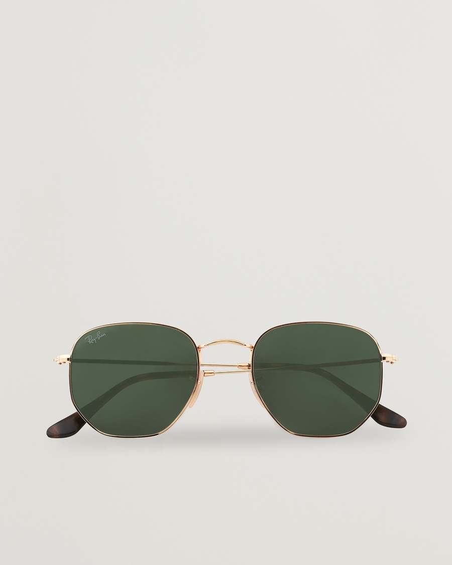 Ray-Ban 0RB3548N Hexagonal Sunglasses Gold/Green – Gull