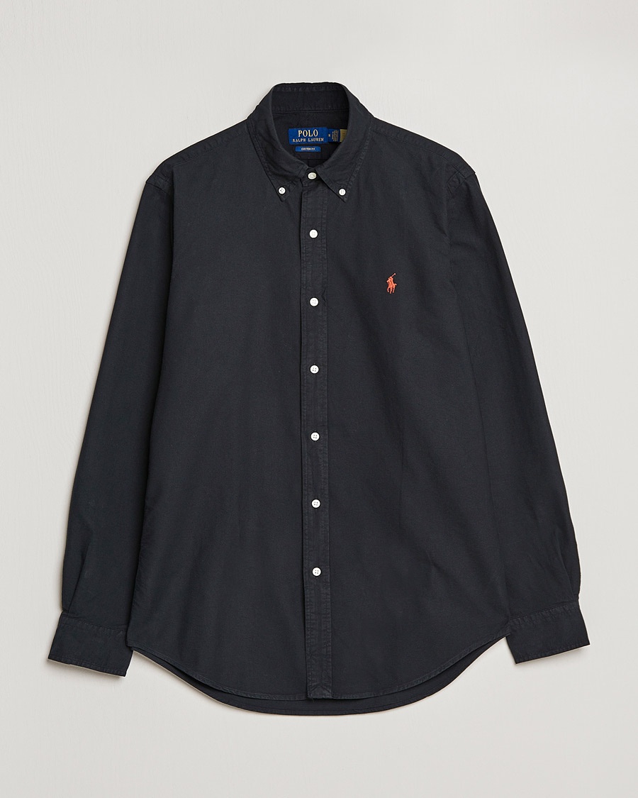 Polo Ralph Lauren Custom Fit Garment Dyed Oxford Shirt Black – Svart