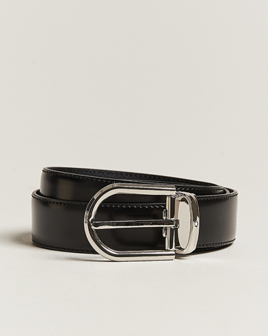 Herre | Umønstrede belter | Montblanc | Horseshoe Coated Buckle 30mm Leather Belt Black